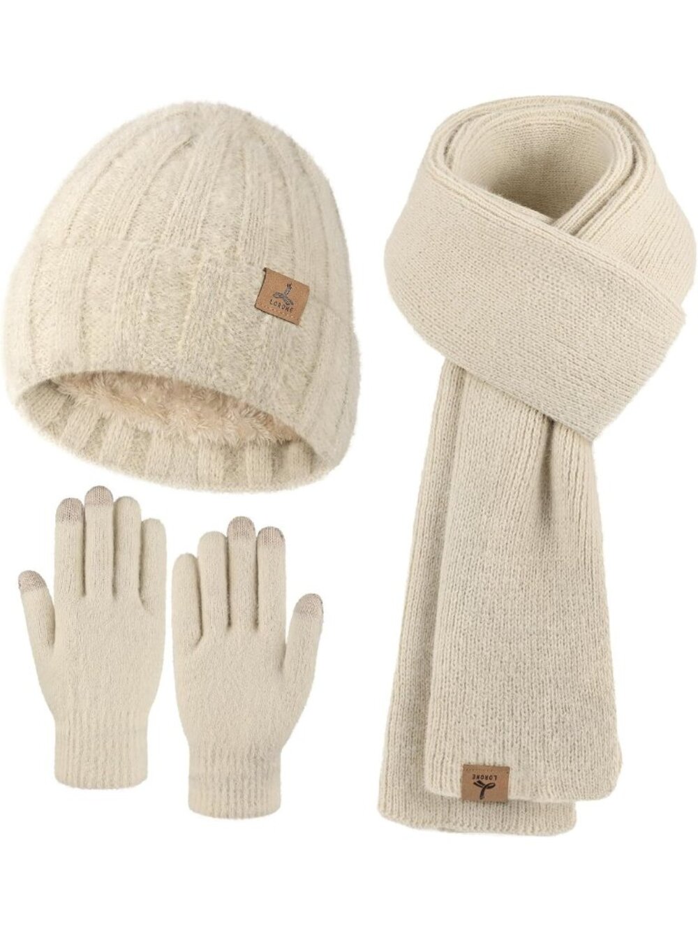 Cozy Cashmere Winter Beanie, Gloves & Scarf Set for Women & Girls - Warm